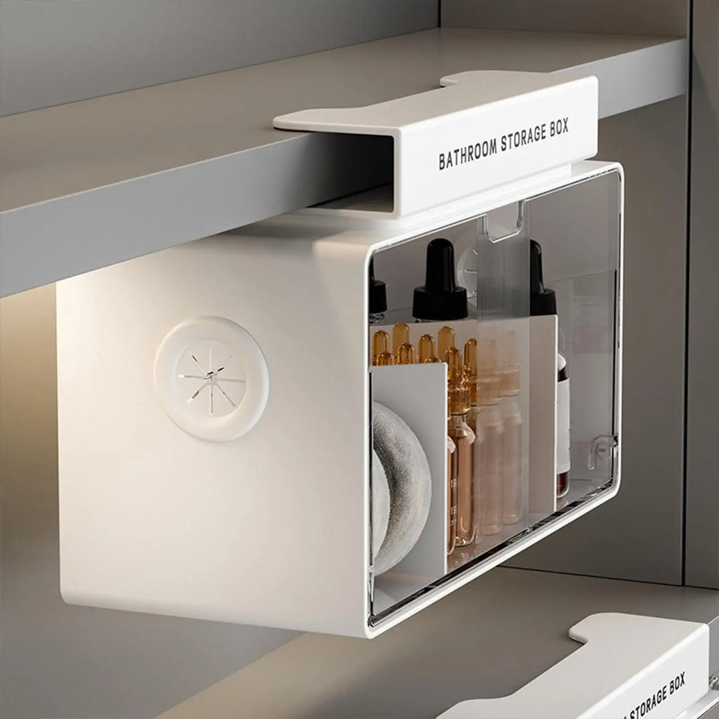 Bathroom Vanity Organizer Clear No-drill Removable Box Small