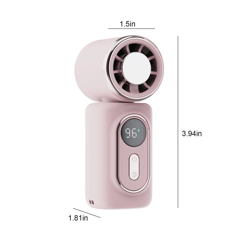 Small Pocket Fan Hands-free Portable Adjustable 5-Speed LED Display Zpaxo