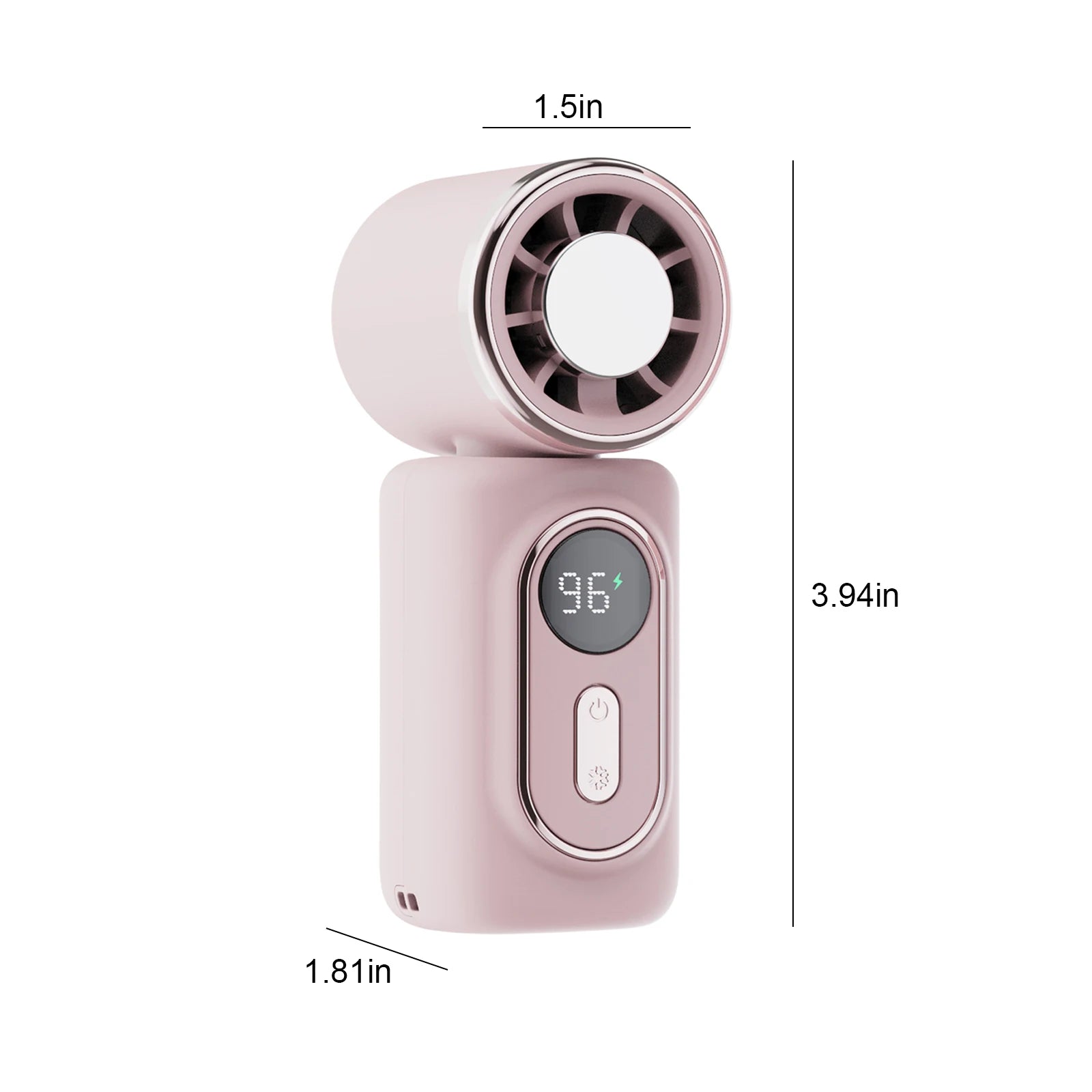 Small Pocket Fan Hands-free Portable Adjustable 5-Speed LED Display Zpaxo