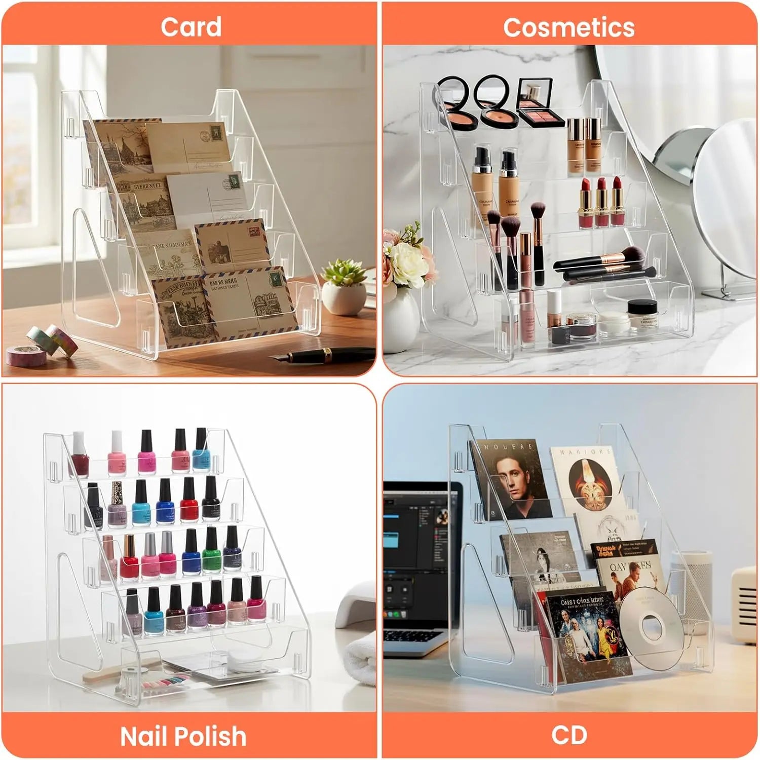 5-Tier Clear Acrylic Card Display Stand for Graded Sports Cards