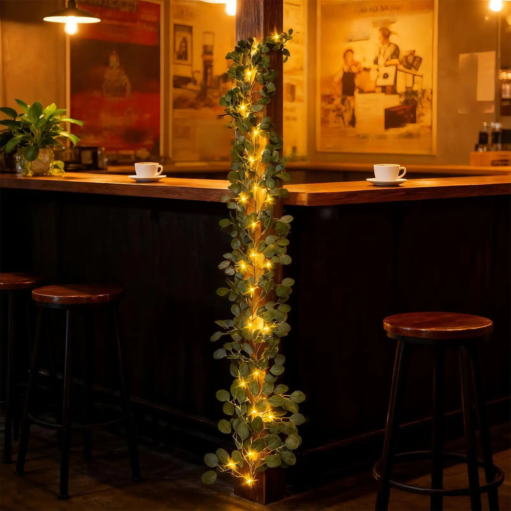 180cm LED Fairy Light Olive Vine Garland 96 LEDs Waterproof with Timer for Christmas Wedding Party Holiday Fireplace Decoration