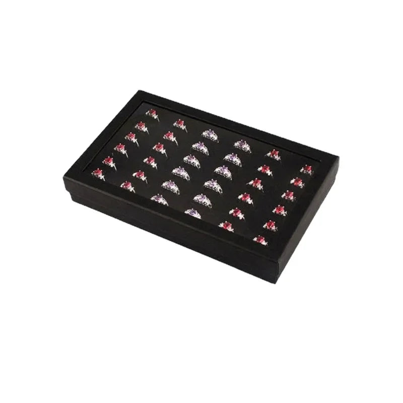36 Slot Rings Display Box Stand Metal Earrings Storage Box Storage Box with Transparent Cover Jewelry Display Cabinet Zpaxo