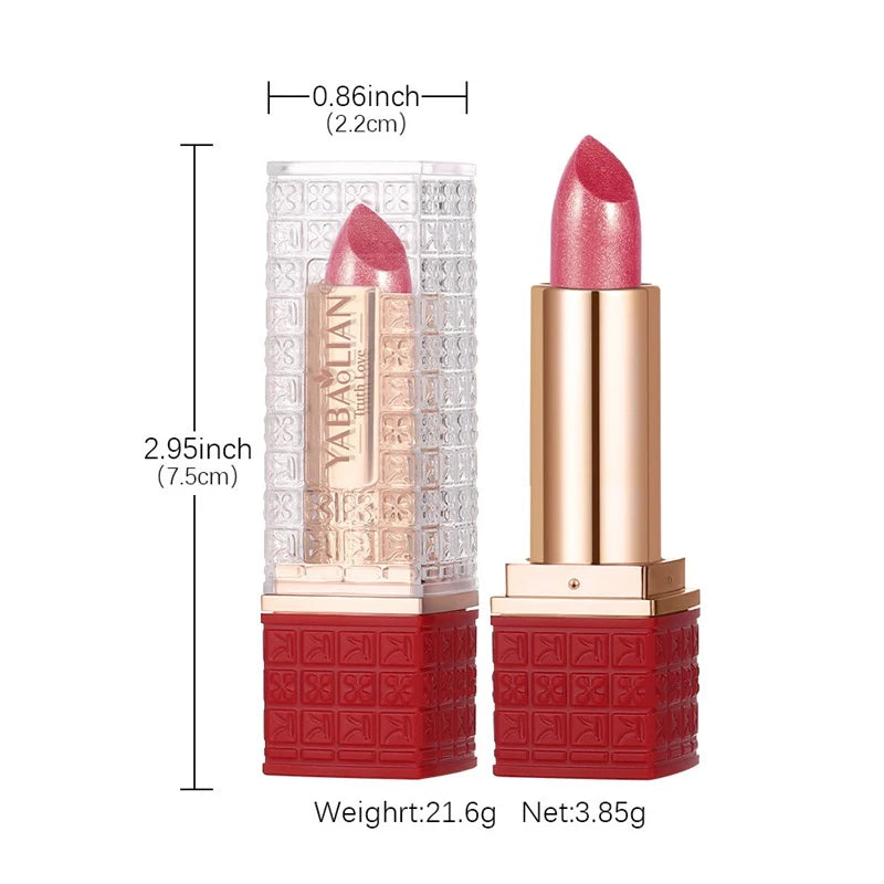 12 Colors Bold & Intense Glitter Shiny Metallic Lipstick Pearlescent Shimmer Lip Tint Long Lasting Easy Color Diamond Lipstick Zpaxo