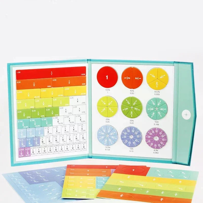 Montessori Magnetic Fraction Learning Math Toys Montessori Arithmetic Teaching Aids Wooden Book Educational Toys for Children Zpaxo
