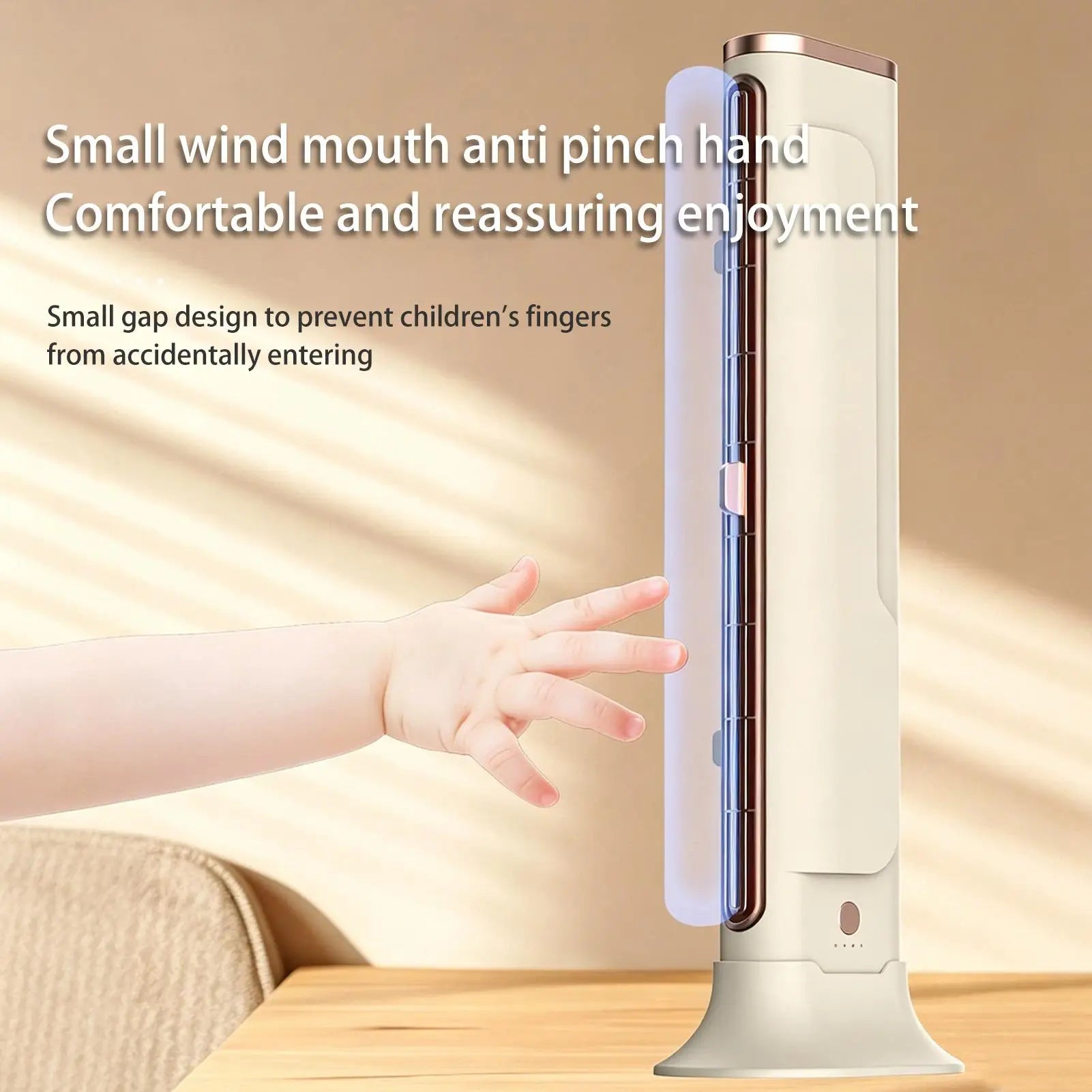 Portable Bladeless Tower Fan Summer USB Rechargeable Small Air Cooler