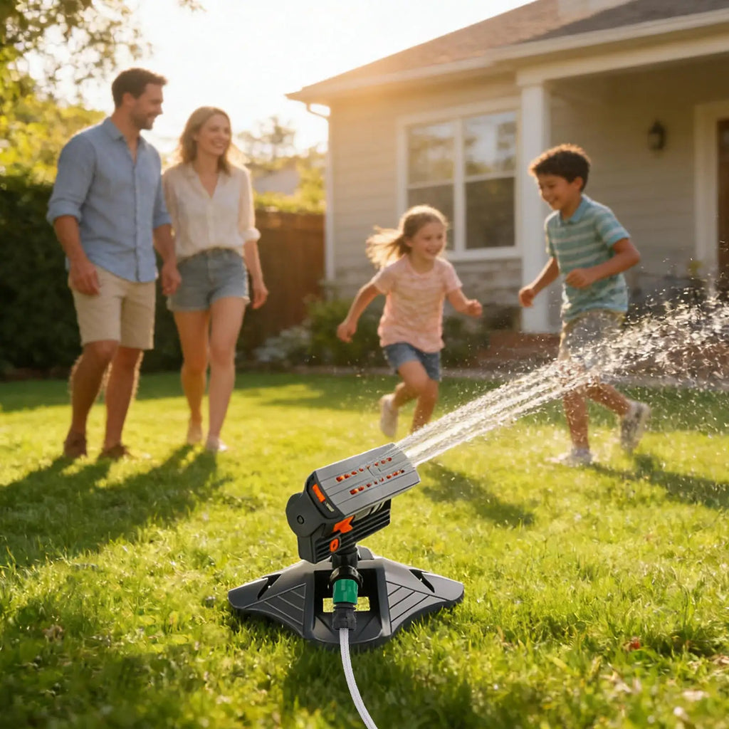 Lawn Sprinkler Oscillating 16 Nozzles Heavy Duty Mini Turbine Large Area Lawn Yard Sprinkler with Weighted Base for Outdoor Yard Zpaxo
