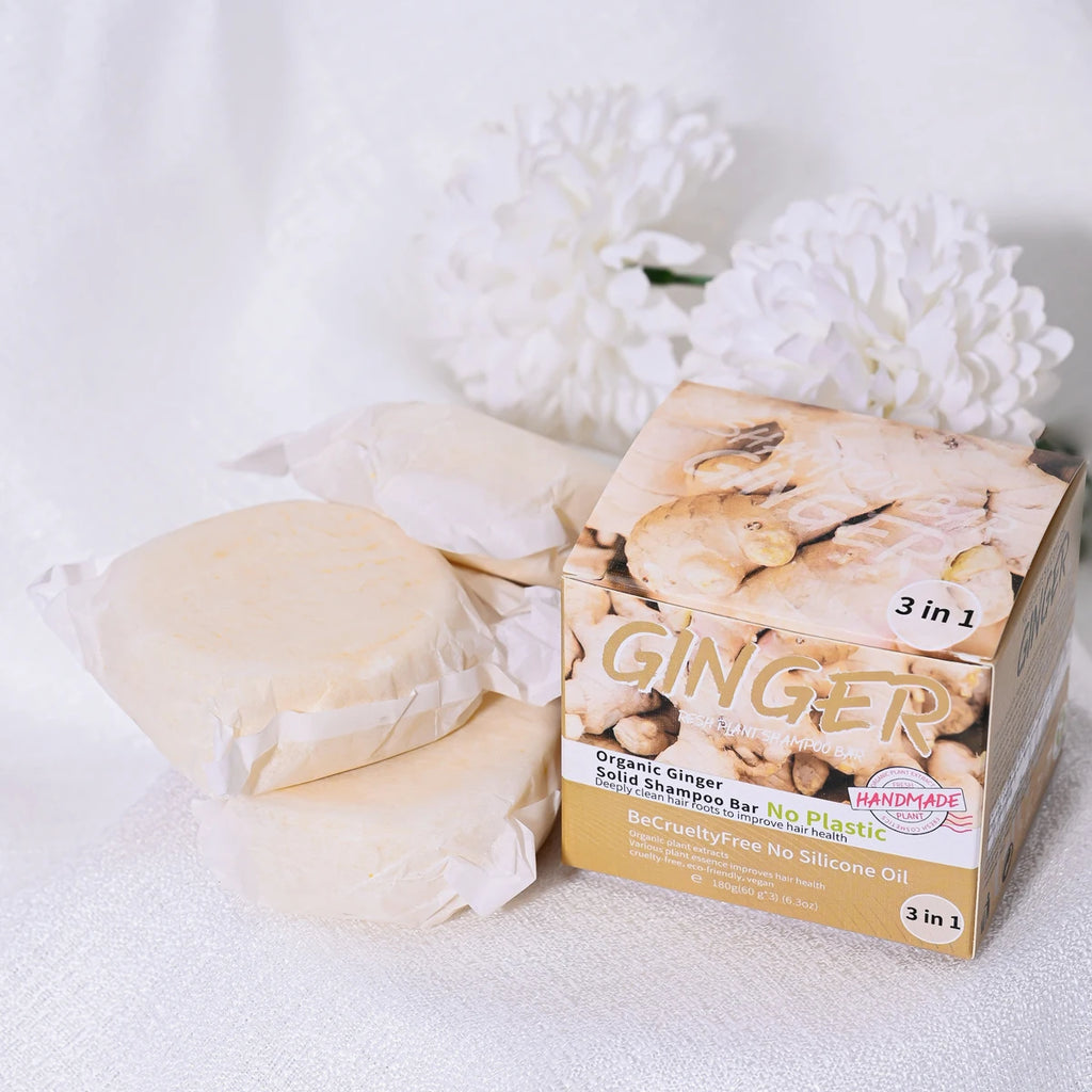 3-Pack Ginger Shampoo Soap – Oil Control, Silicone-Free Bar Solid Shampoo Bar Zpaxo