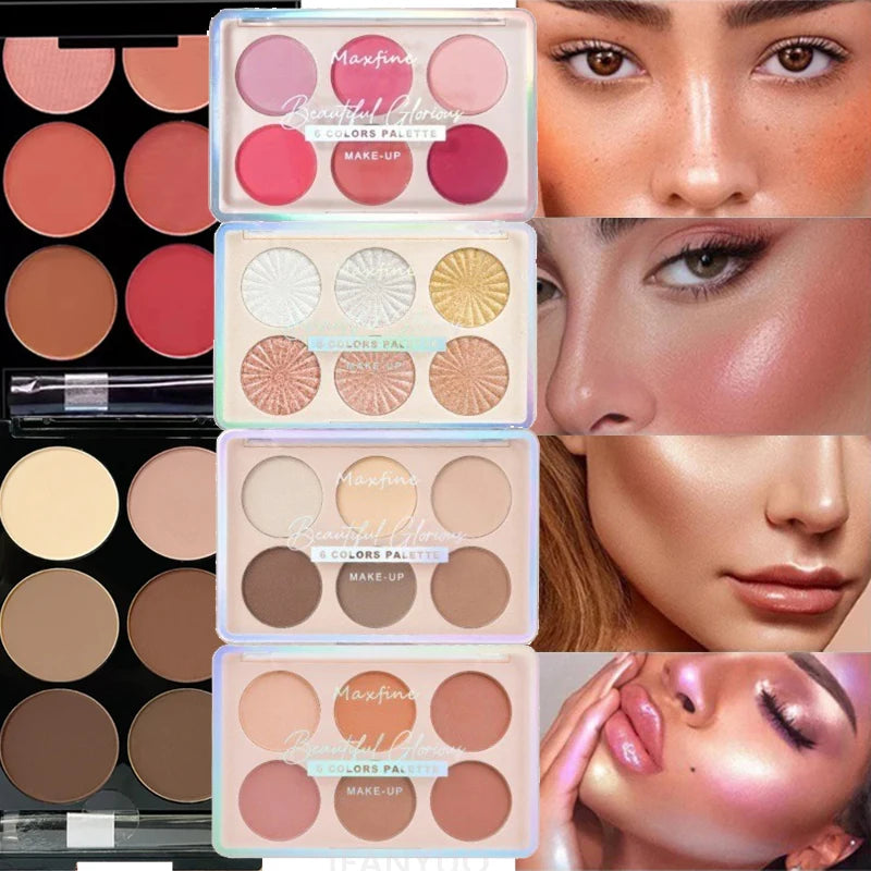 6-color Blush Contouring All-in-one Palette Pearlescent Matte Powder