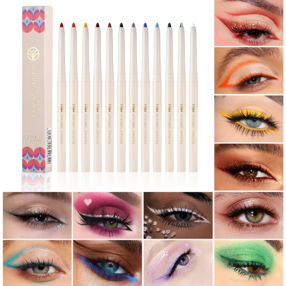 Anti-Smudge Colorful Eyeliner Pen Matte & Shimmer Finish Long-Lasting Waterproof Gel Liner for Eyes & Eyeshadow Eyes Makeup Zpaxo