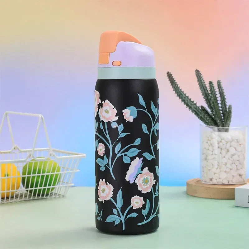 2025 New Outdoor Products Fashion Cartoon Pattern Jump Cup Stainless Steel Insulated Bottle Arge-capacity Sports Kettle Zpaxo B 1000ML