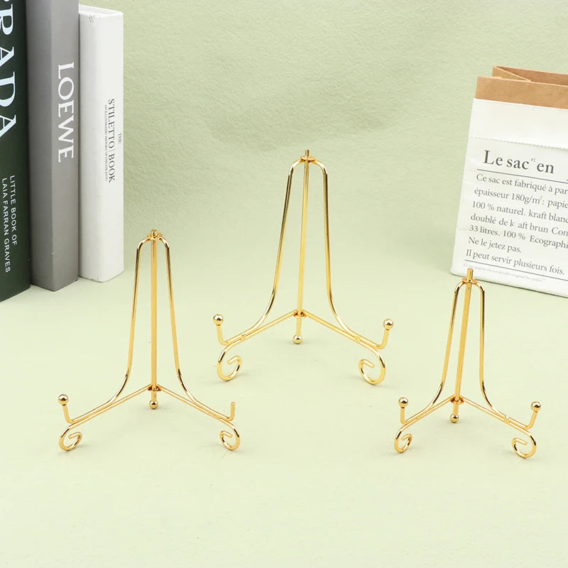 Gold Iron Display Stand Craft Bracket Book Holder Photo Pedestal Bowl
