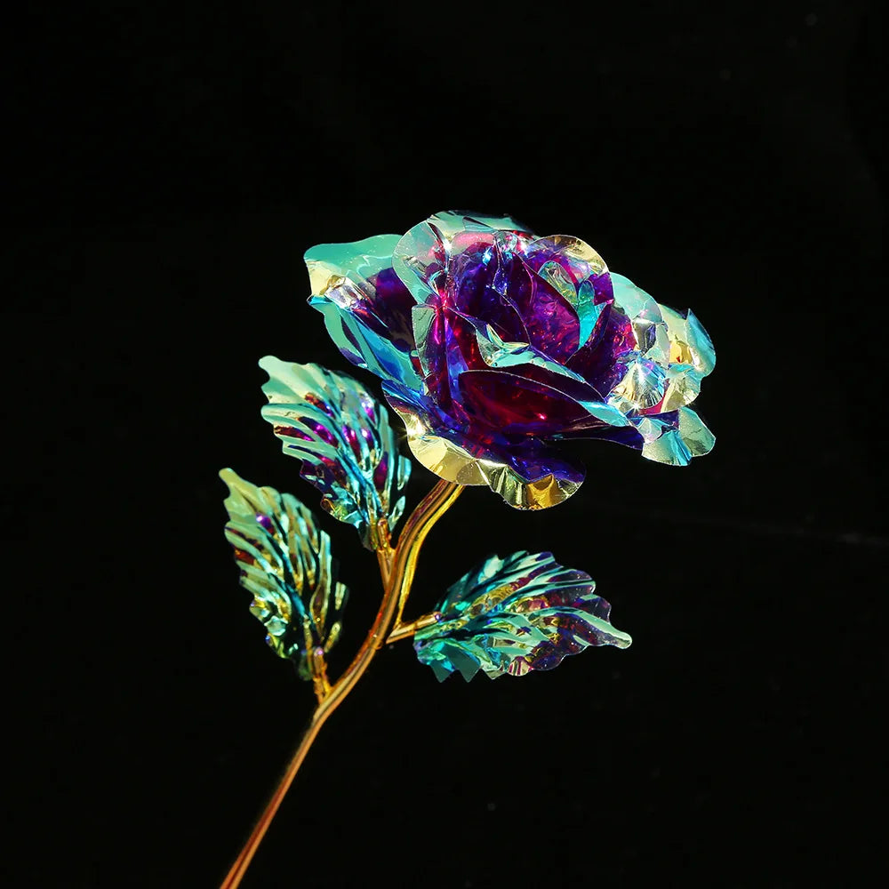 24K Gold Foil Artificial Rose – Eternal Gift & Home Decor Artificial Decorative Rose Zpaxo Purple