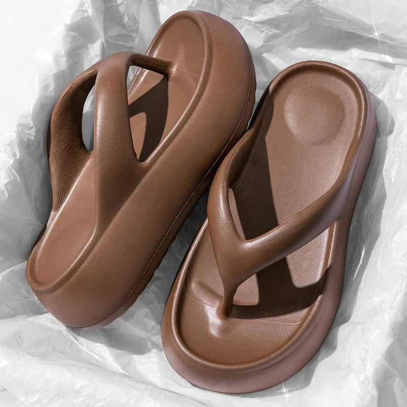 SHAJI Women Cloud Flip Flops Summer EVA Thick Platform Clip Toe