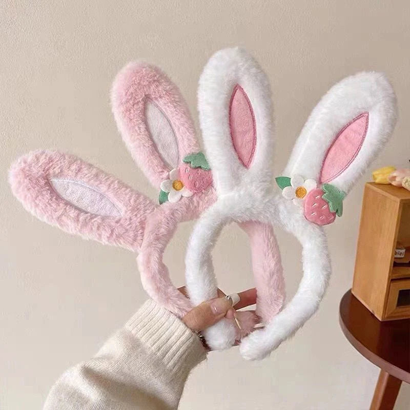 Rabbit Ear Headband Hat Strawberry Flower Bunny Hair Band Happy Zpaxo