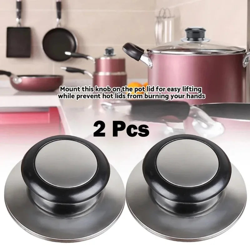 2-Pack Universal Pot Lid Knob Replacement – Black Stainless Steel Cookware Replacement Part Zpaxo Default Title