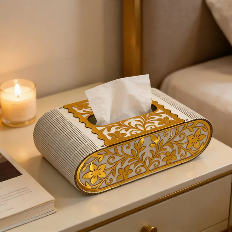 European Wooden Carved Tissue Box – Tabletop Dispenser & Gift Tissue Box Holder Zpaxo