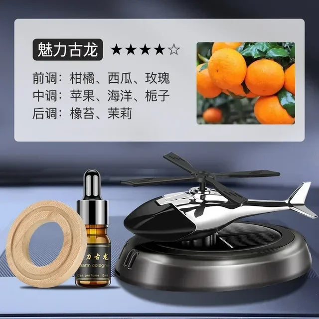 Solar Fragrance Car Air Freshener Helicopter Solar Power Rotating Propeller Aroma Diffuser Aromatherapy Machine Ornaments Zpaxo black