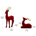 Reindeer Christmas Decor Flocking Deer Figures 2 Red Green Aesthetic