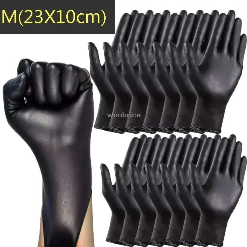 50/100/200pcs Disposable Black Nitrile Gloves, Kitchen, Tattoo, Hair Dye Gloves, Food Processing, Household Small Tools Zpaxo M-23x10cm 50PCS (25 pairs)
