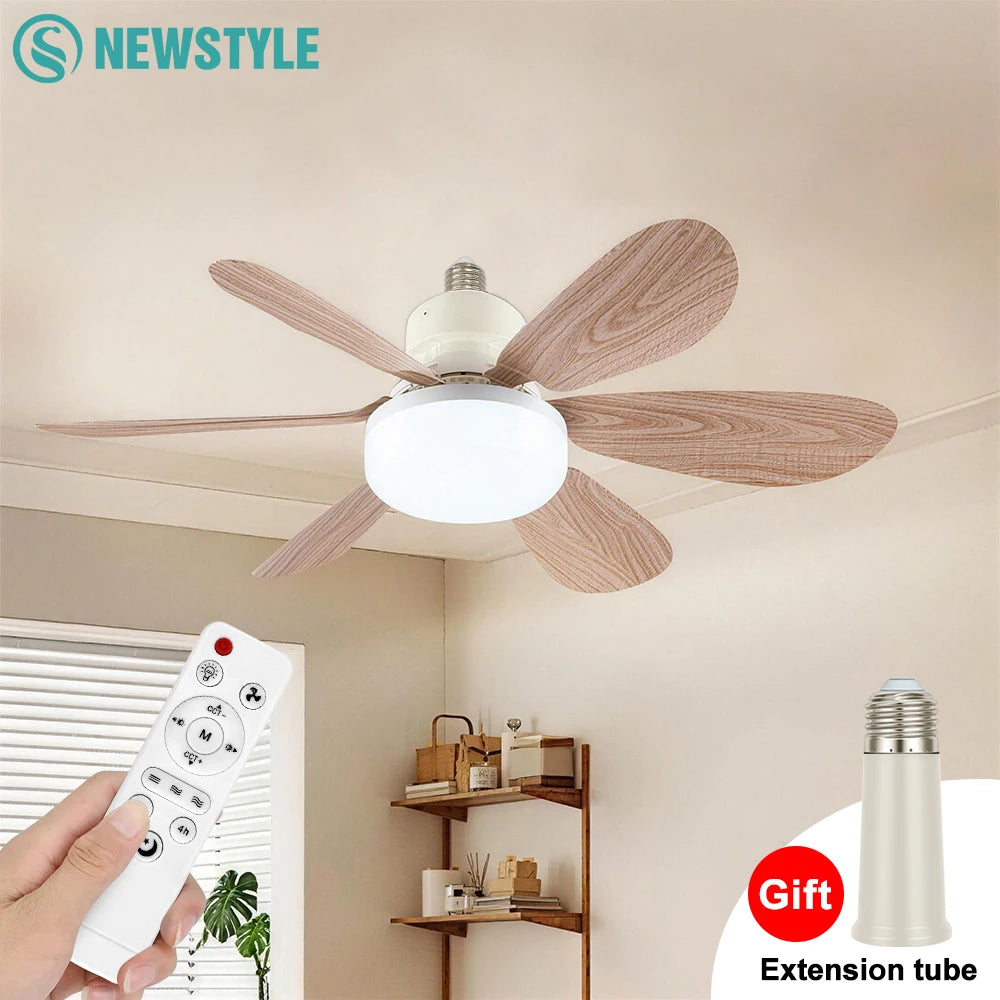 E26 E27 Base Home-use LED Ceiling Fan Light Wireless Remote Smart Fan Light 42cm 52cm Ceiling Fan for Room Office Study Kitchen Zpaxo