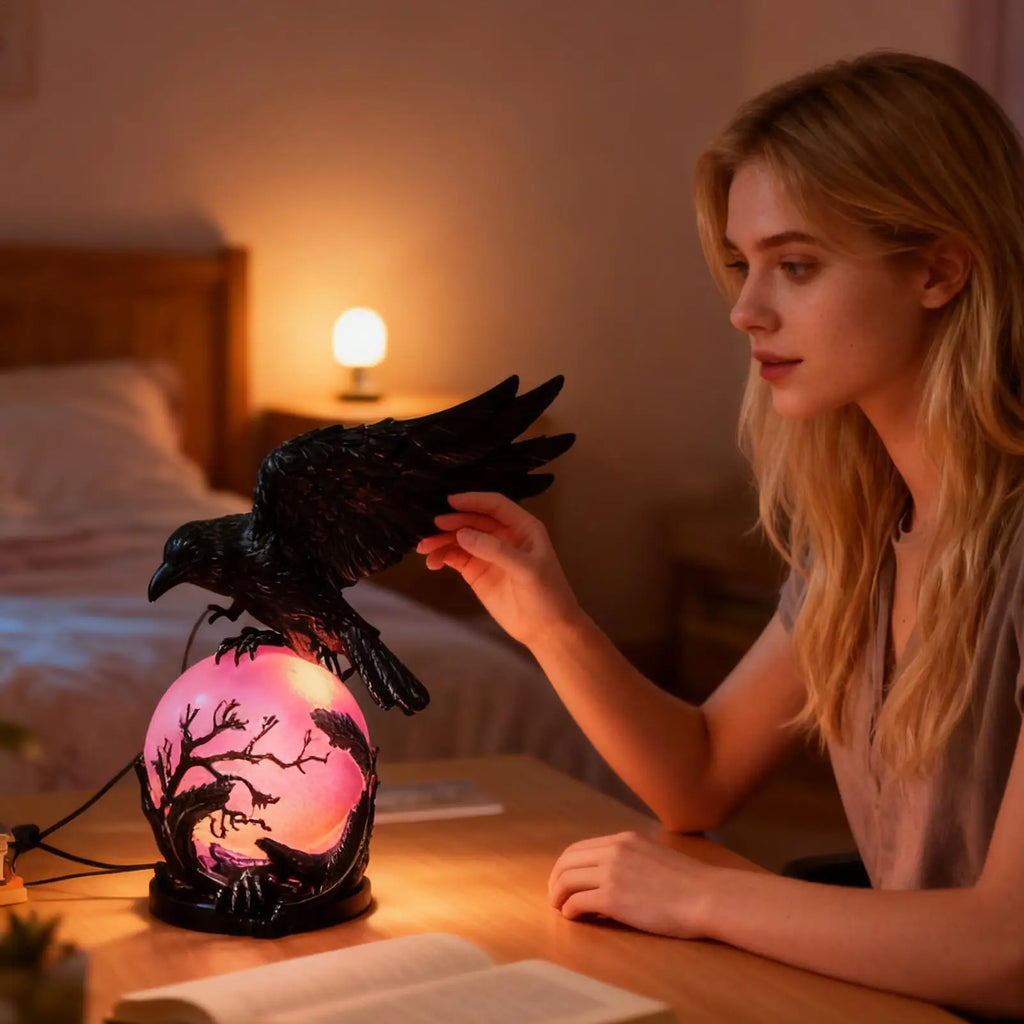 Raven Light Gothic Violet LED Fantasy Home Decor Glowing Orb Lamp