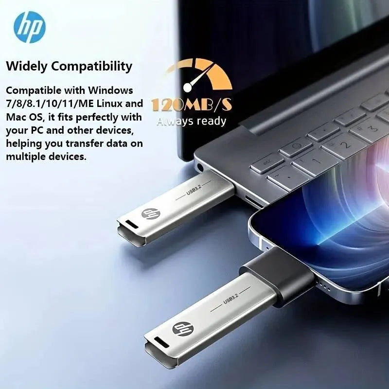 HP USB Flash Drive 3.2 32GB 64GB High Speed Sticks External Storage Metal Pen Drive Creative Personality Car Music Zpaxo