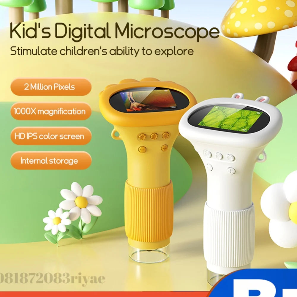 1000X Electronic Magnifier Camera 2 Inch IPS Screen Children Biological Insect Coin Magnifier 2MP Lens Mini Portable Microscopes Zpaxo