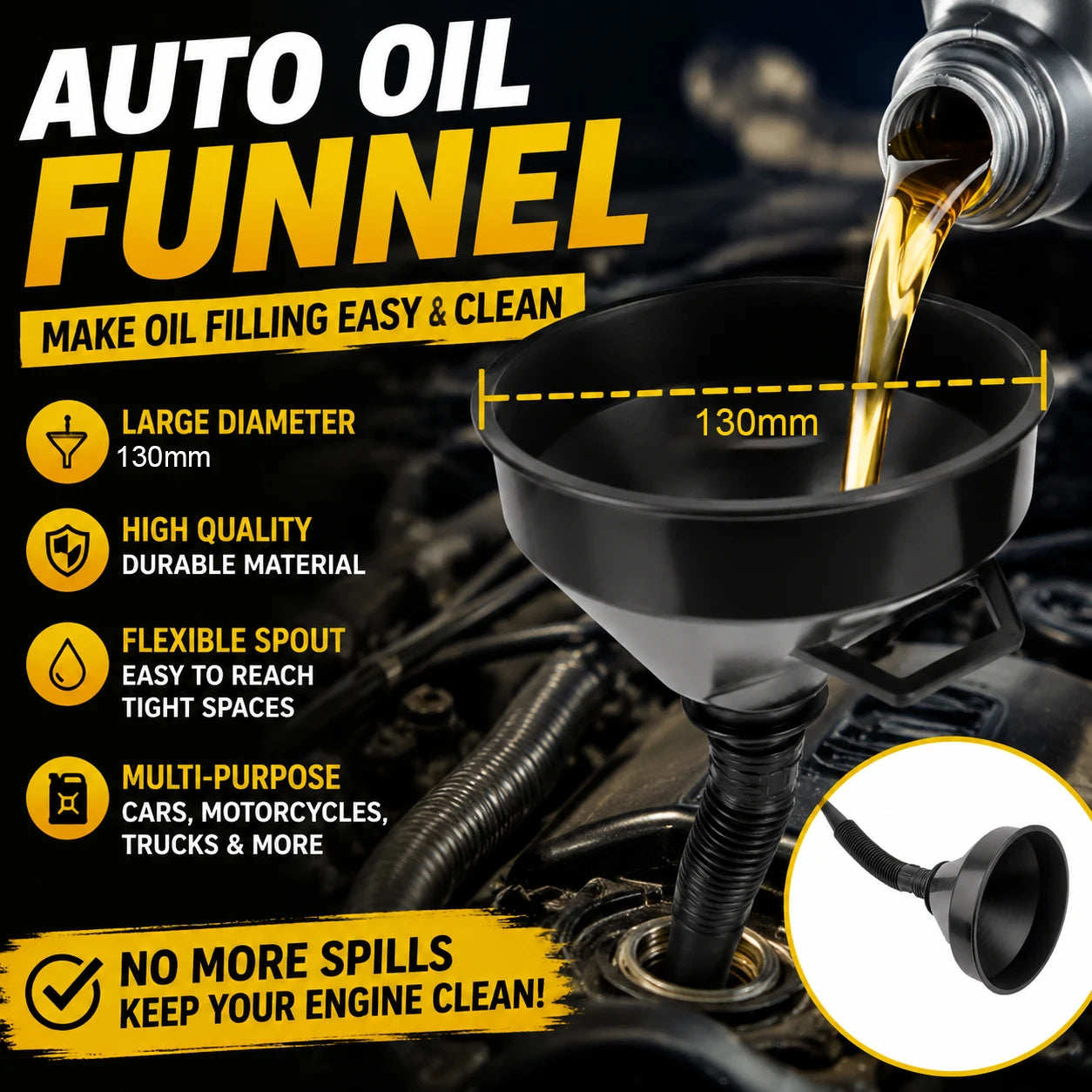 Multi-function Oil Funnel Tool Car Motorcycle Engine Filling