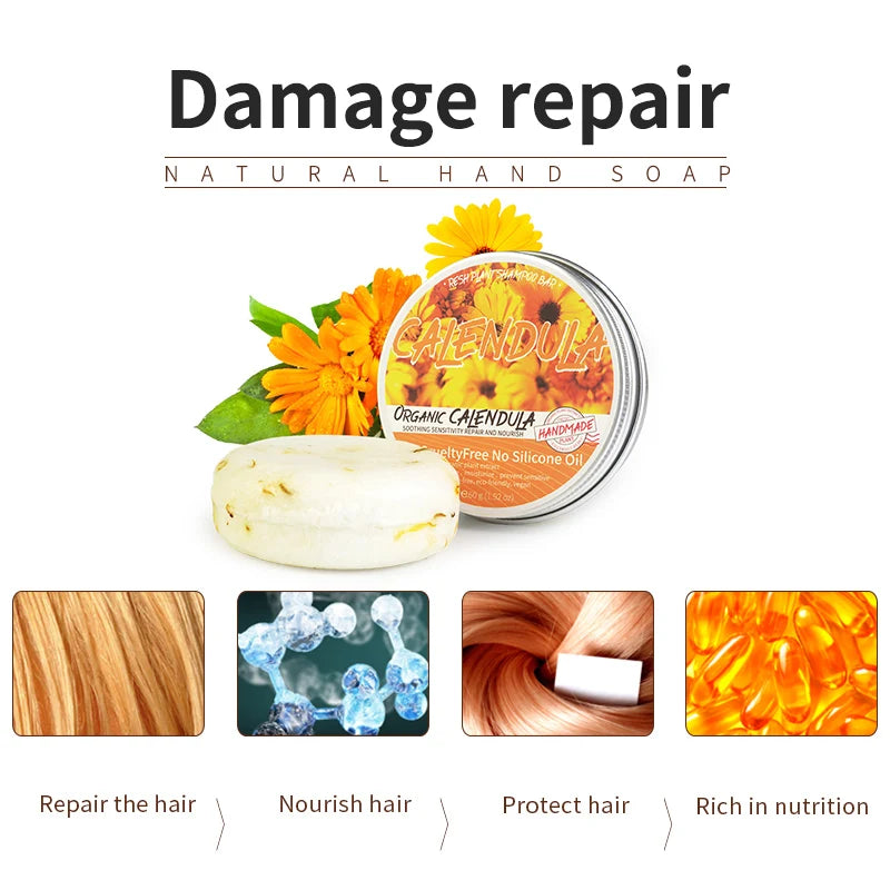 Calendula Shampoo Soap Bar – Silicone-Free Scalp Cleanser Shampoo Soap Bar Zpaxo