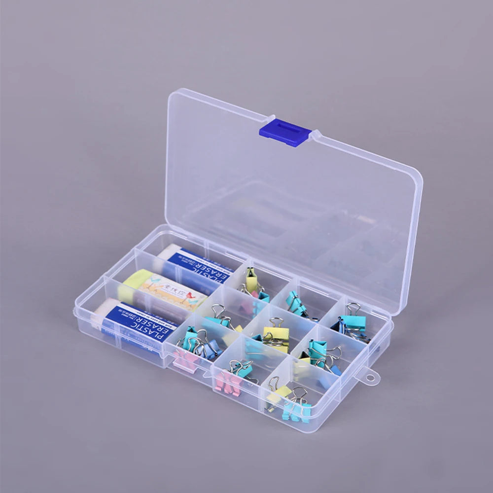 15-Grids Plastic Jewelry Storage Box with Adjustable Dividers Earrings Rings Beads Jewelry Transparent Organizer Container Zpaxo