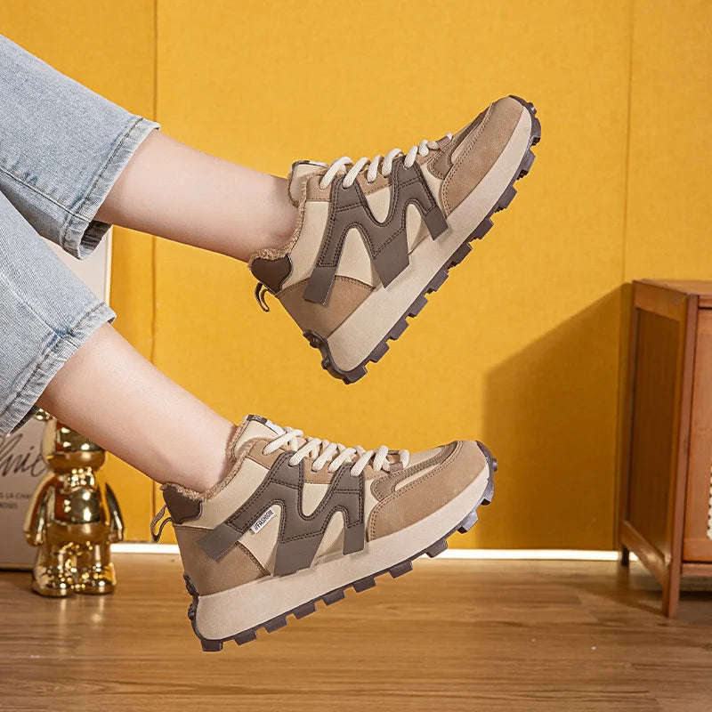 Women's Sports Shoes Tennis Thick-soled Velvet Warm Winter Fashion Zpaxo