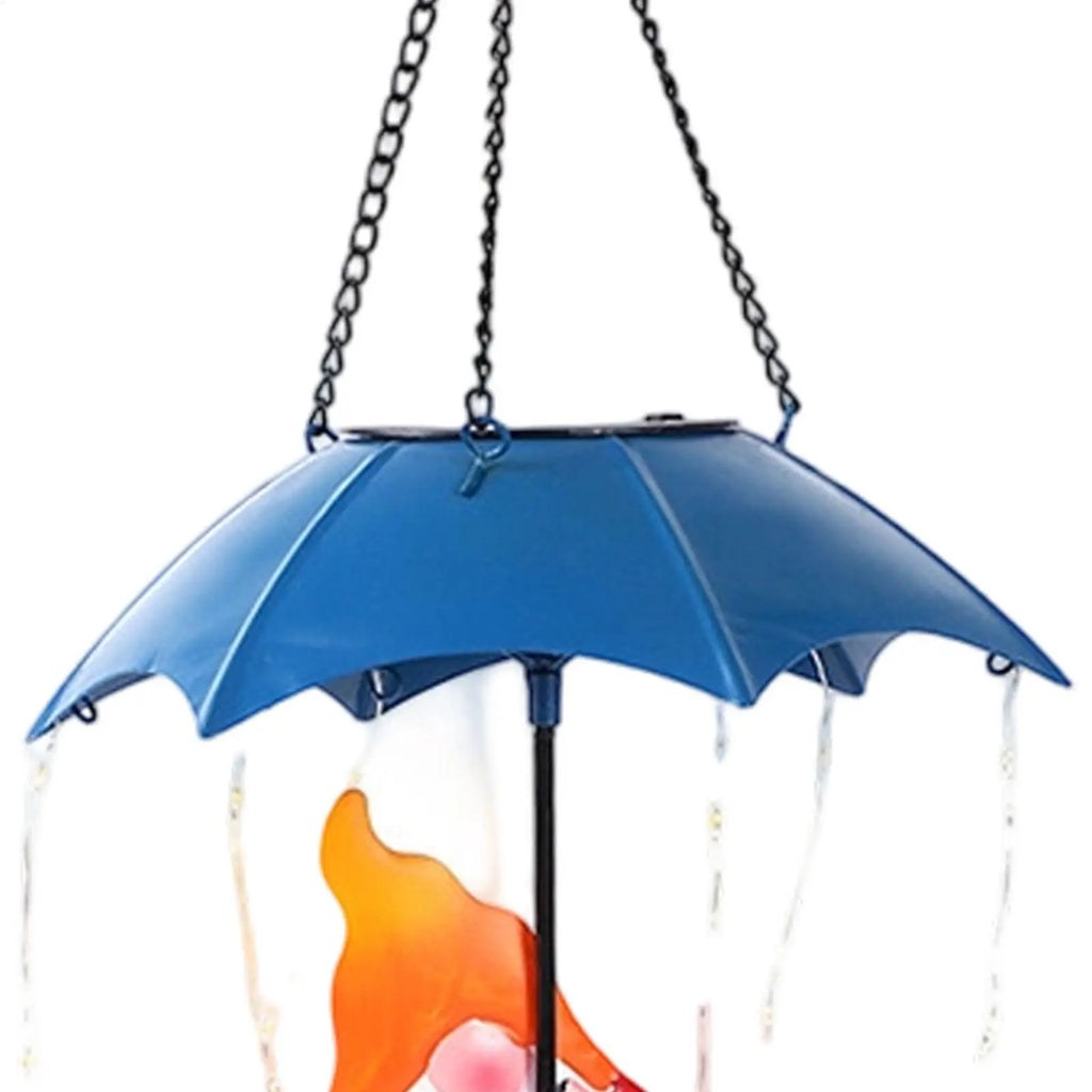 Metal Bird Feeder Umbrella Decorative Gnome Tray Outdoor Yard Wild