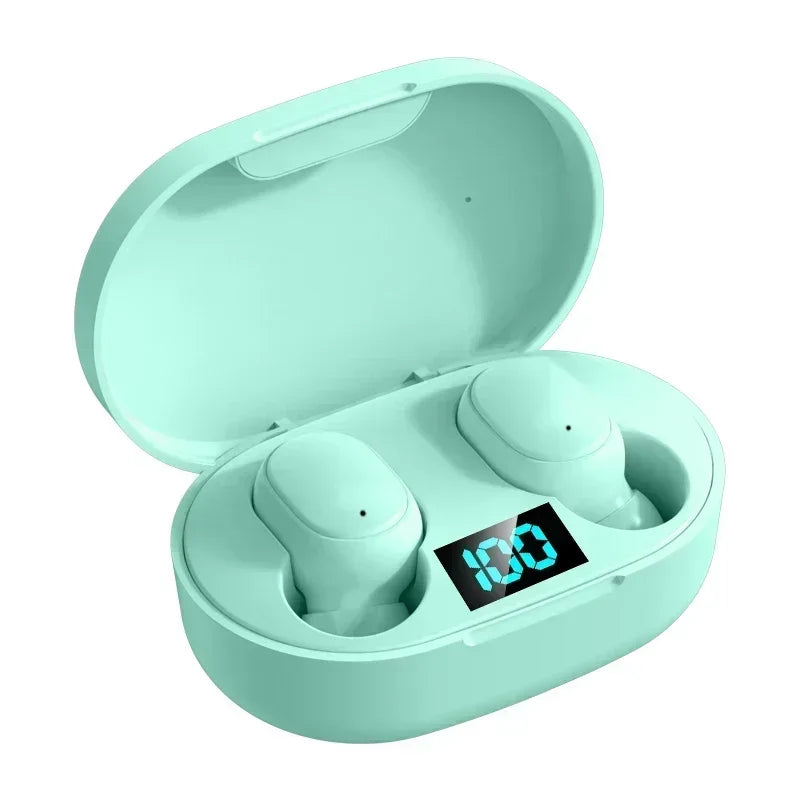 E6S Wireless Bluetooth Headset 5 2 Earphones LED Battery Display Zpaxo green