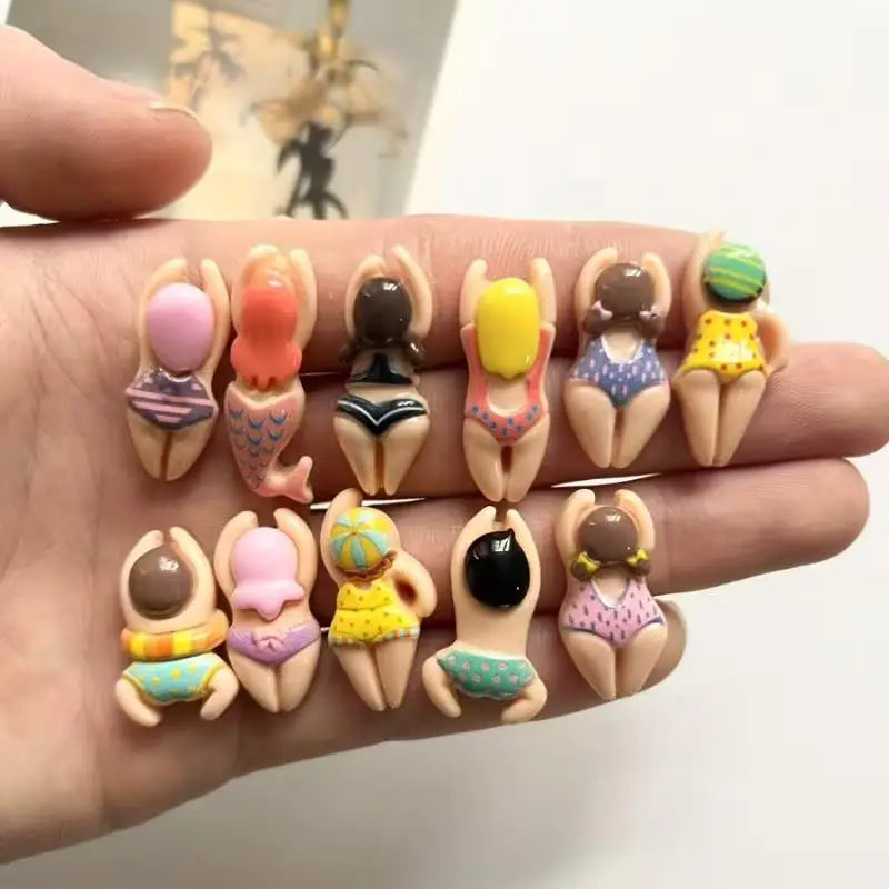8pcs Cute Swimming Figure Fridge Magnets – ABS Resin Round Decor for Fridge, Door, Photo, Pool Zpaxo