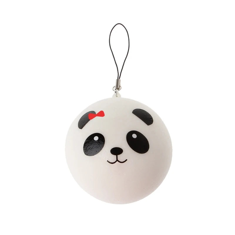 Y1UB Cute Panda Squishy Steamed Bun Bag Phone Pendant Lanyard