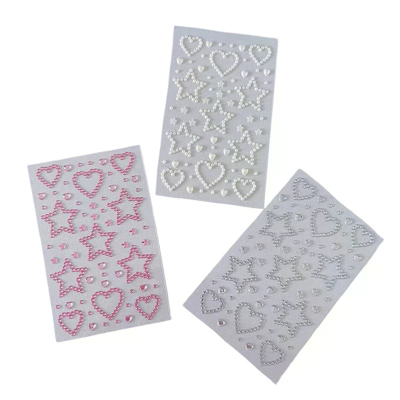 Kids DIY Decoration Self Adhesive Jewelry Crafts Sparkly Rhinestone Stickers 3D Star Heart Crystal Stickers Girls Gifts Zpaxo