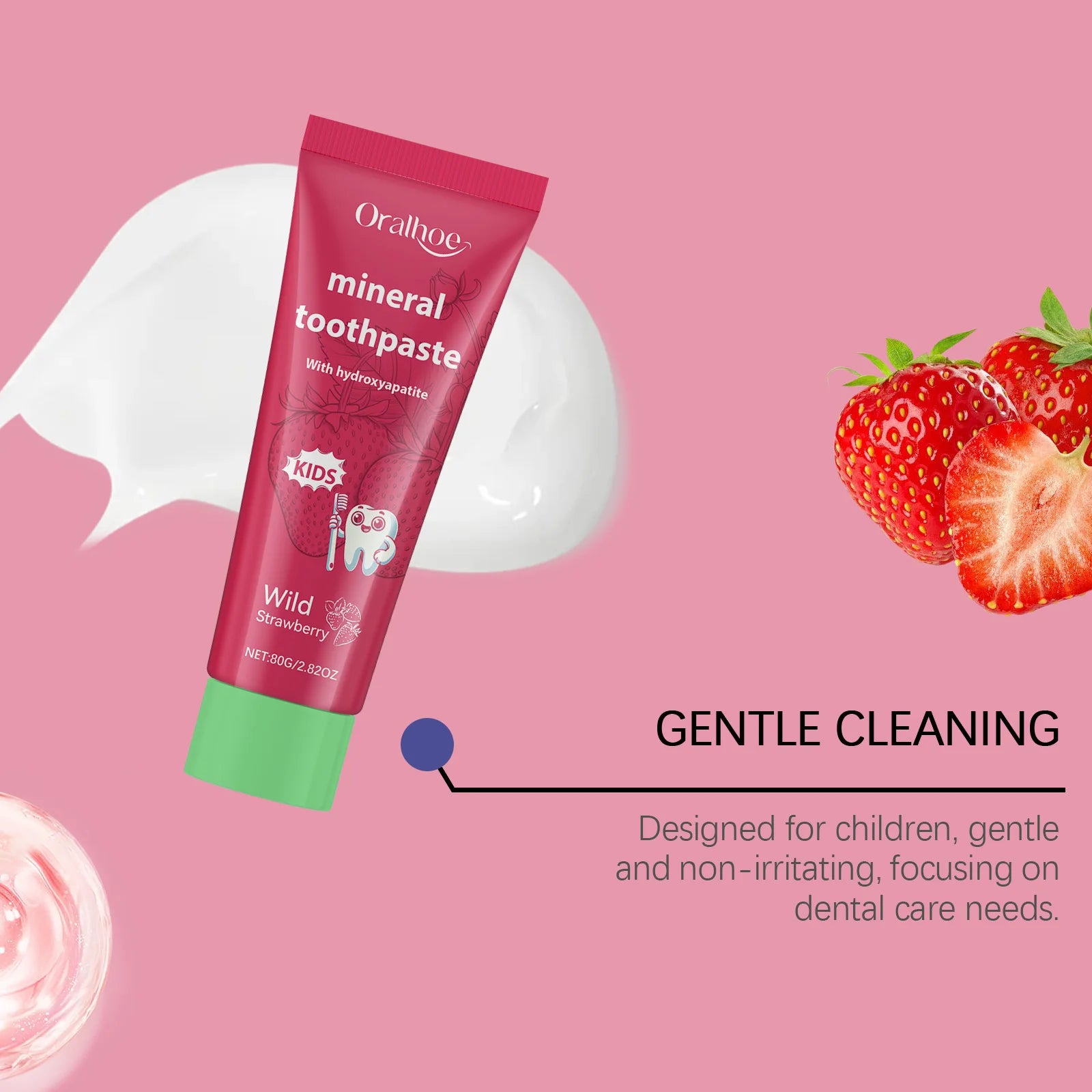 Oralhoe Strawberry Kids Toothpaste – Whitening & Enamel Care Kids Toothpaste Zpaxo