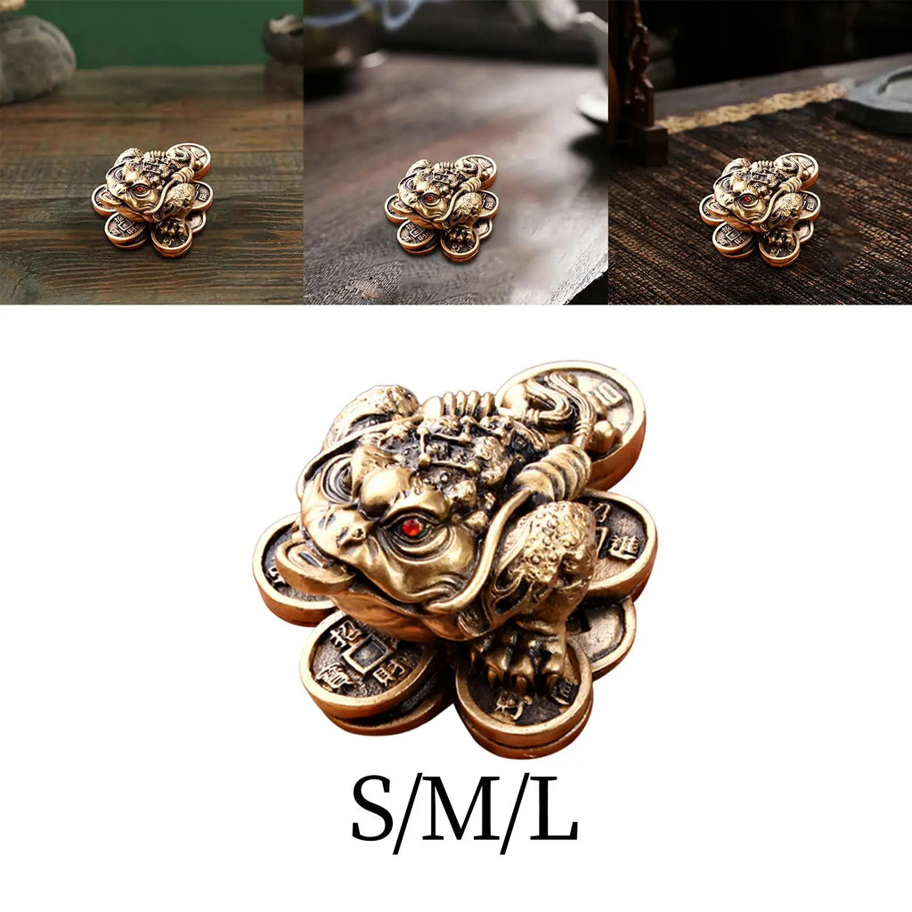 Small Feng Shui Wealth Fortune Toad Figurine Three Legged Frog Tea Pet Figurine for Restaurants Shops Decor Multipurpose Zpaxo