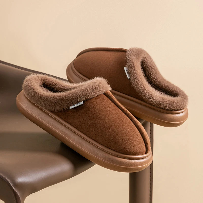 Fashion Fluffy Platform Soft Slippers Women Plush Warm Cotton Shoes