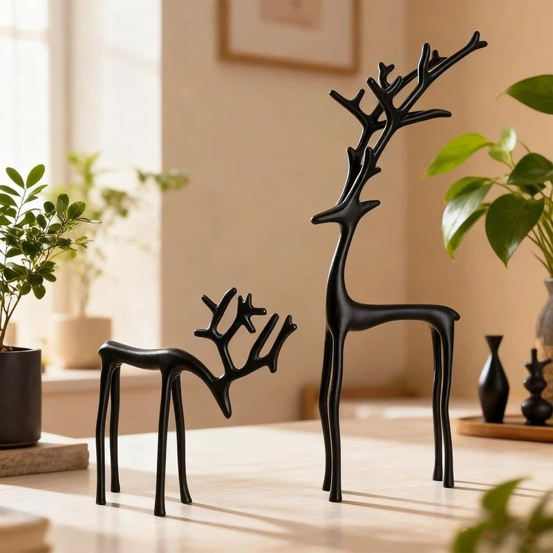 1 Classic Elegant Black Deer Statue Letters Christmas Tree Topper