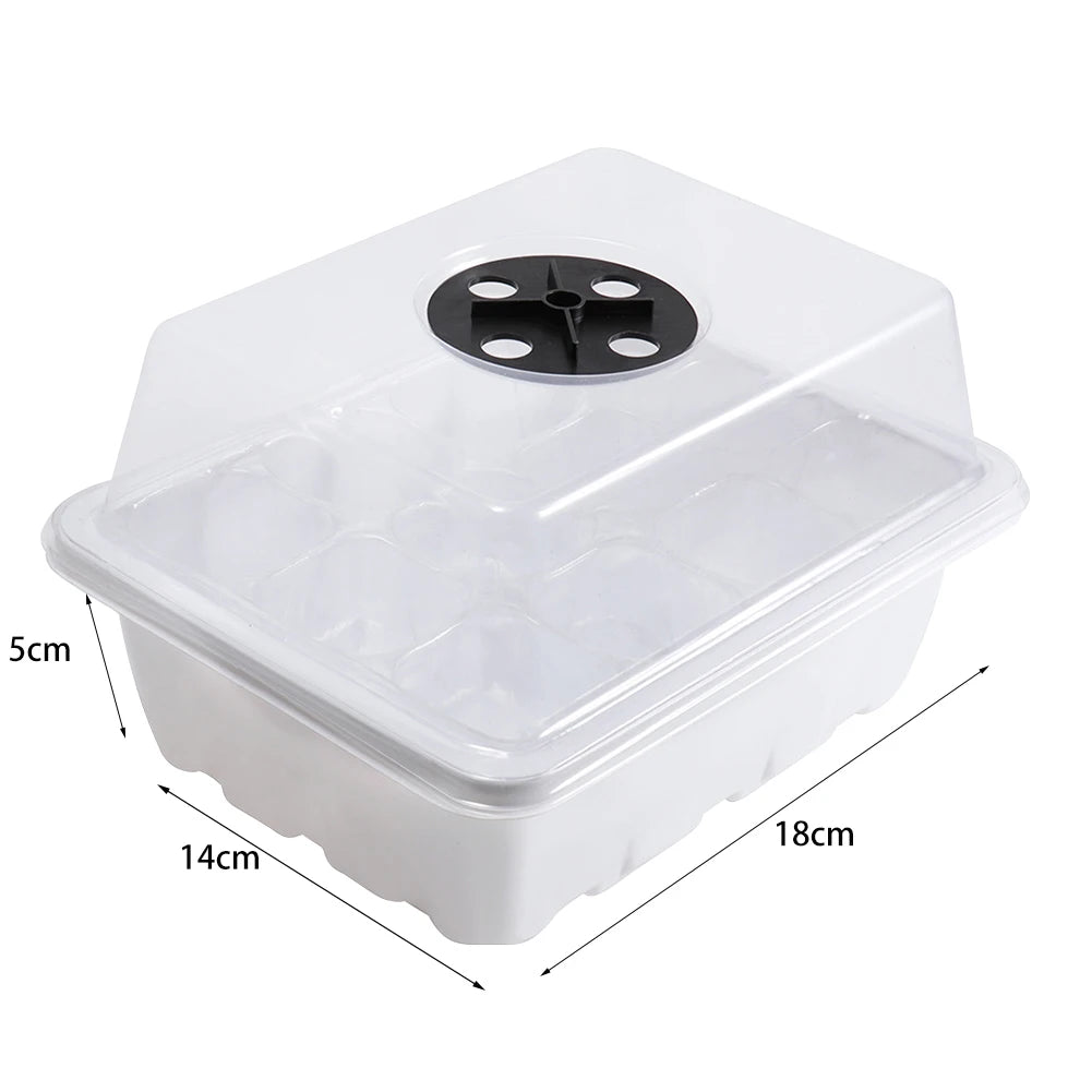 12 Holes Seed Starting Tray Humidity Dome Starter Stackable Mini