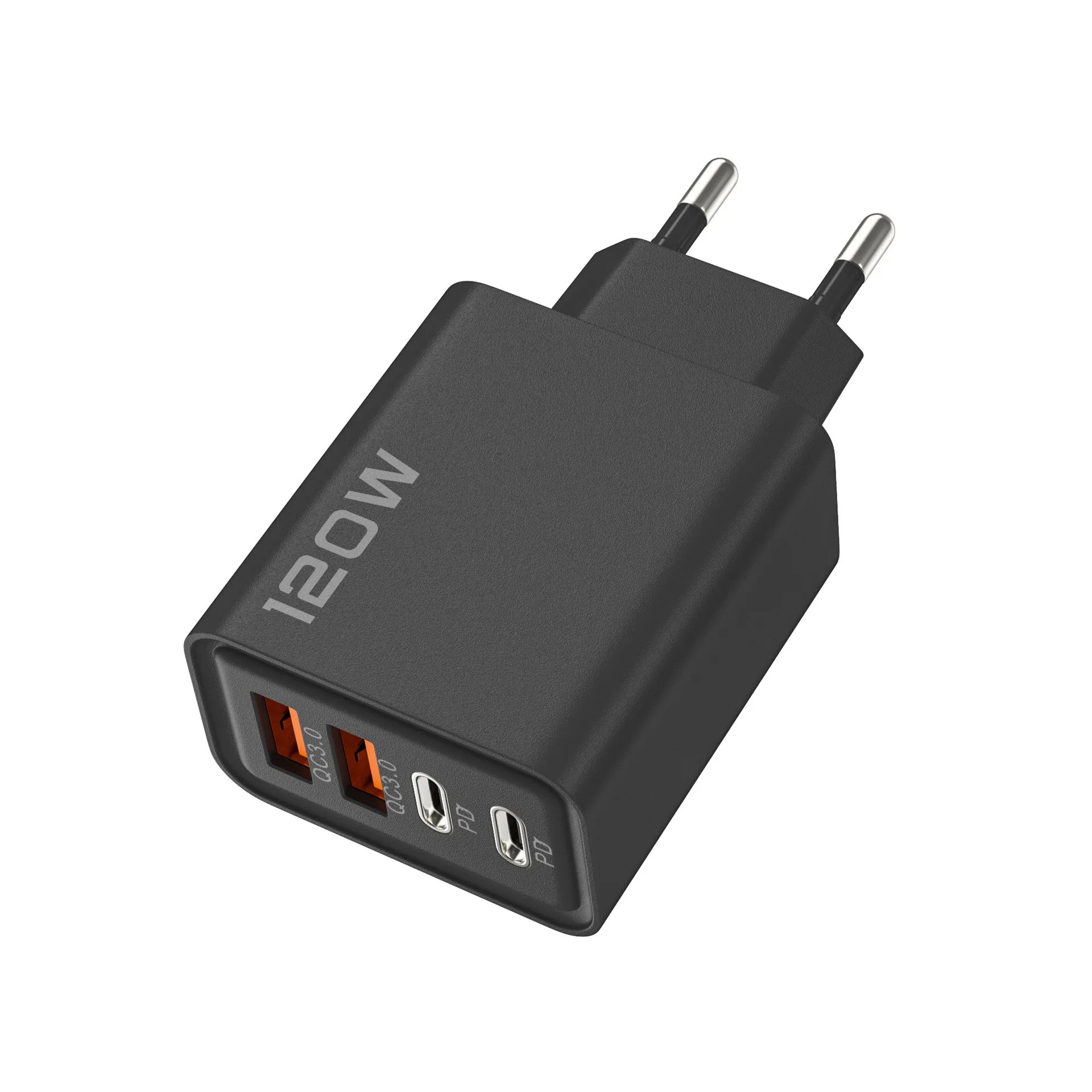120W 4-Port GaN Fast Wall Charger – USB-C & USB-A USB Wall Charger Zpaxo EU Black