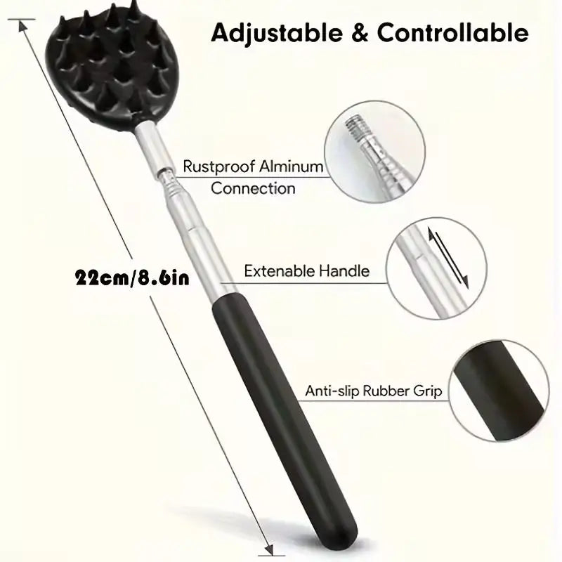 1pcs Extendable Cactus Back Scratcher – Heavy Duty PVC, 2 Spike Sizes, One-Handed Adjustable for Home & Travel Zpaxo