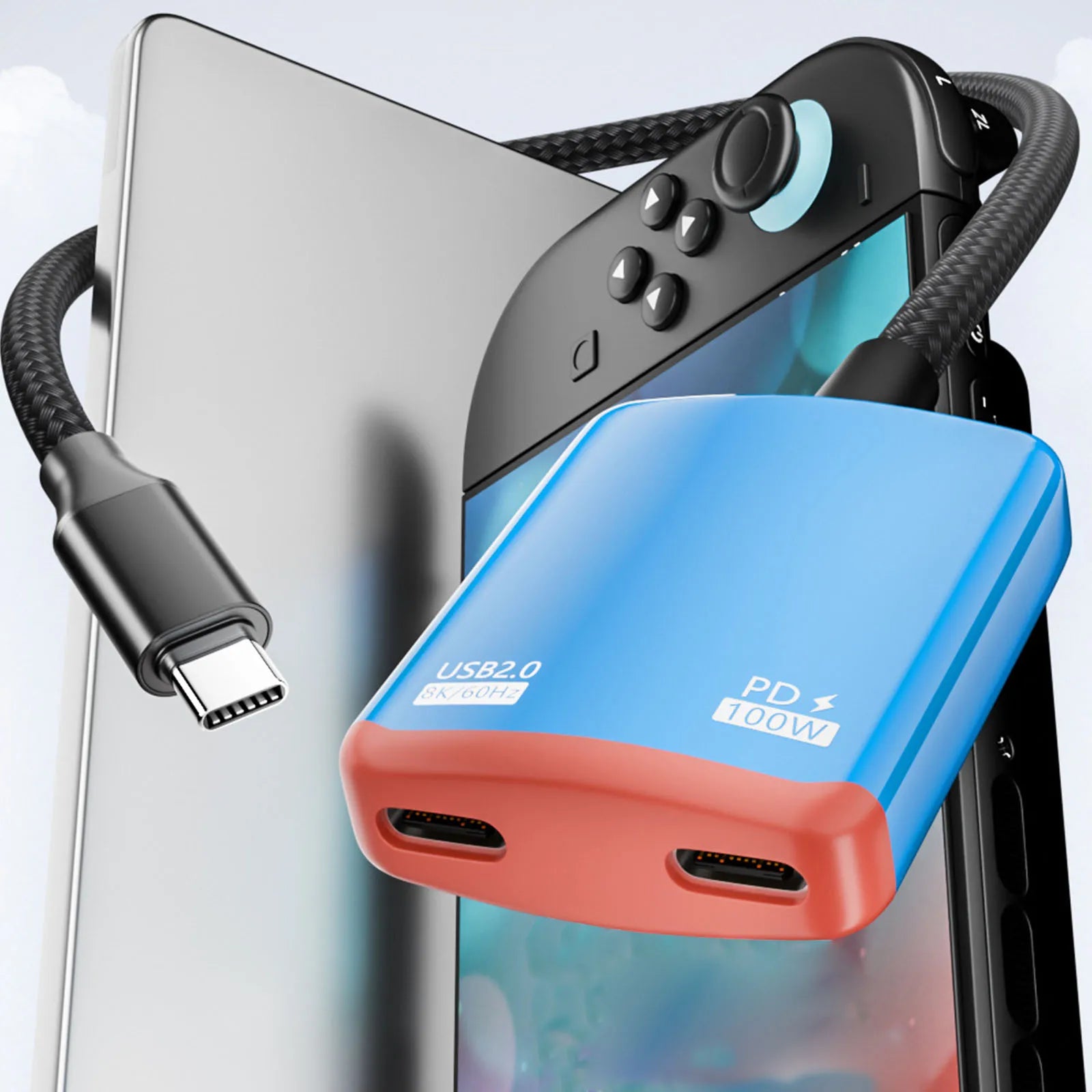 2-in-1 USB C AR Glasses Adapter 8K 60Hz Display Output Charge Play