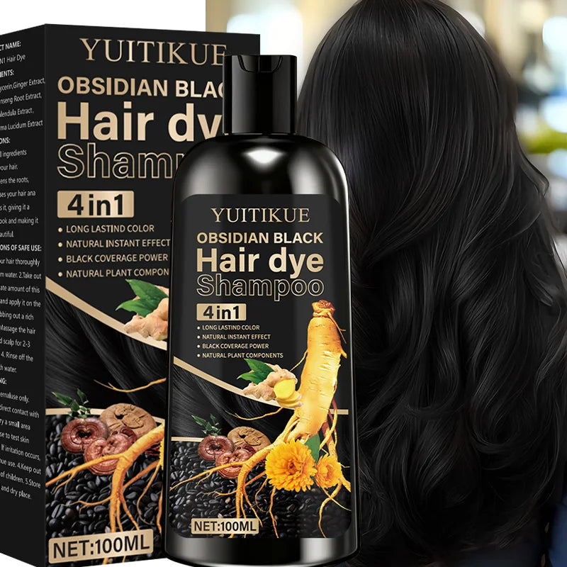 Obsidian Black Hair Dye Shampoo – 4-in-1 Gray Coverage 100ml Hair Dye Shampoo Zpaxo Default Title