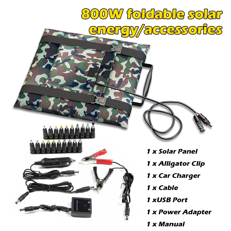100-800W Foldable Solar Panel Kit - Complete MPPT Power Station for Car Boat Caravan & Camping 18V Portable Generator Zpaxo
