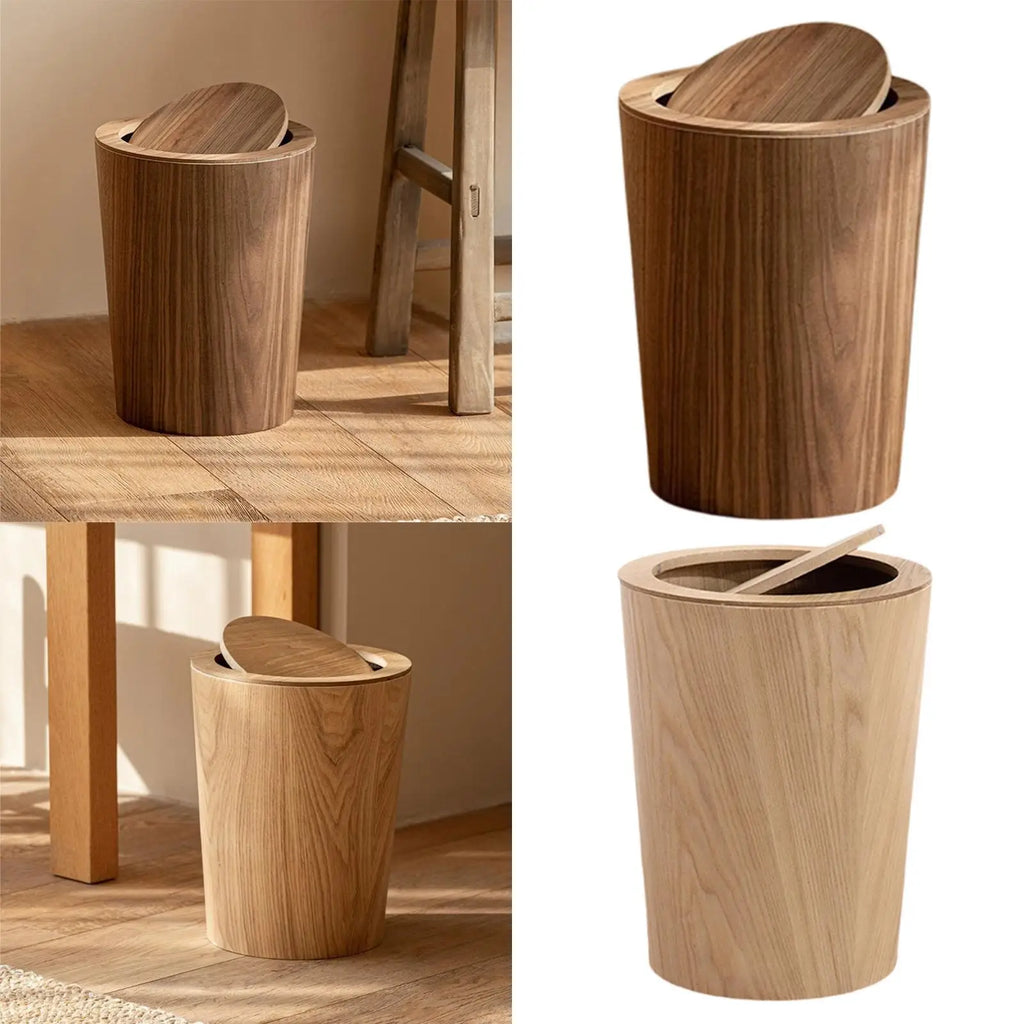 Wood Trash Can Wastebasket Decorative Japanese Garbage Bin Room Zpaxo