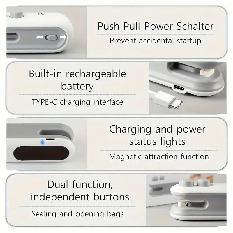 Rechargeable Snack Bag Sealer USB Magnetic Mini Food Storage Travel