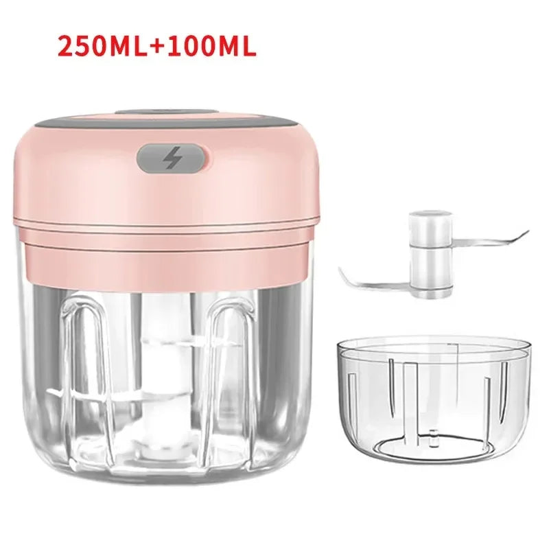 250/100ML Garlic Mincer USB Charging Powerful Mini Electric Garlic Chopper Portable Garlic Crusher Kitchen Food Chopper Unisex Zpaxo 105-2Cups-Pink