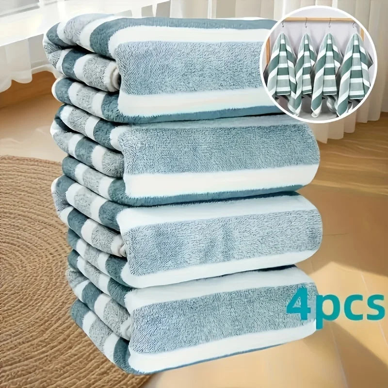 4-Pack Striped Microfiber Face Towels – Soft & Absorbent Microfiber Face Towels Zpaxo